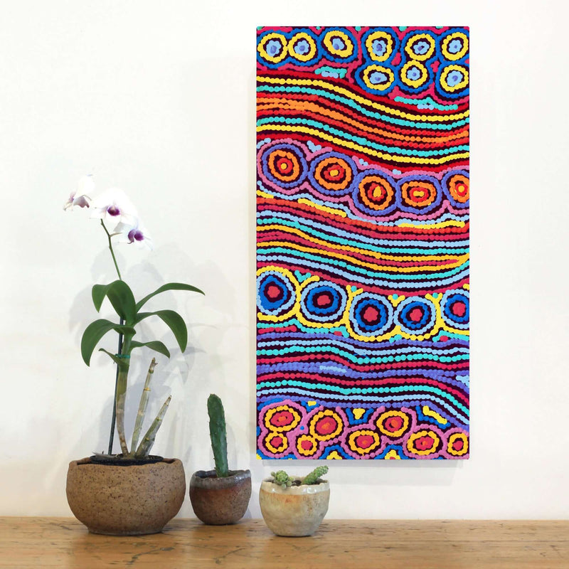 Aboriginal Artwork by Antonia Napangardi Michaels, Lappi Lappi Jukurrpa, 61x30cm