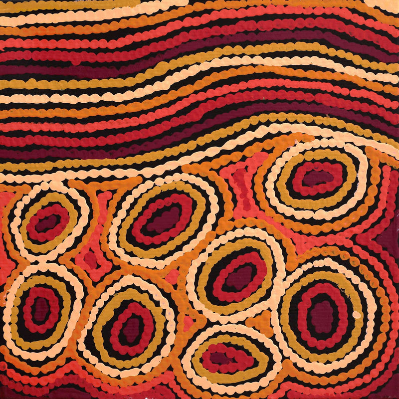 Aboriginal Artwork by Antonia Napangardi Michaels, Lappi Lappi Jukurrpa, 30x30cm