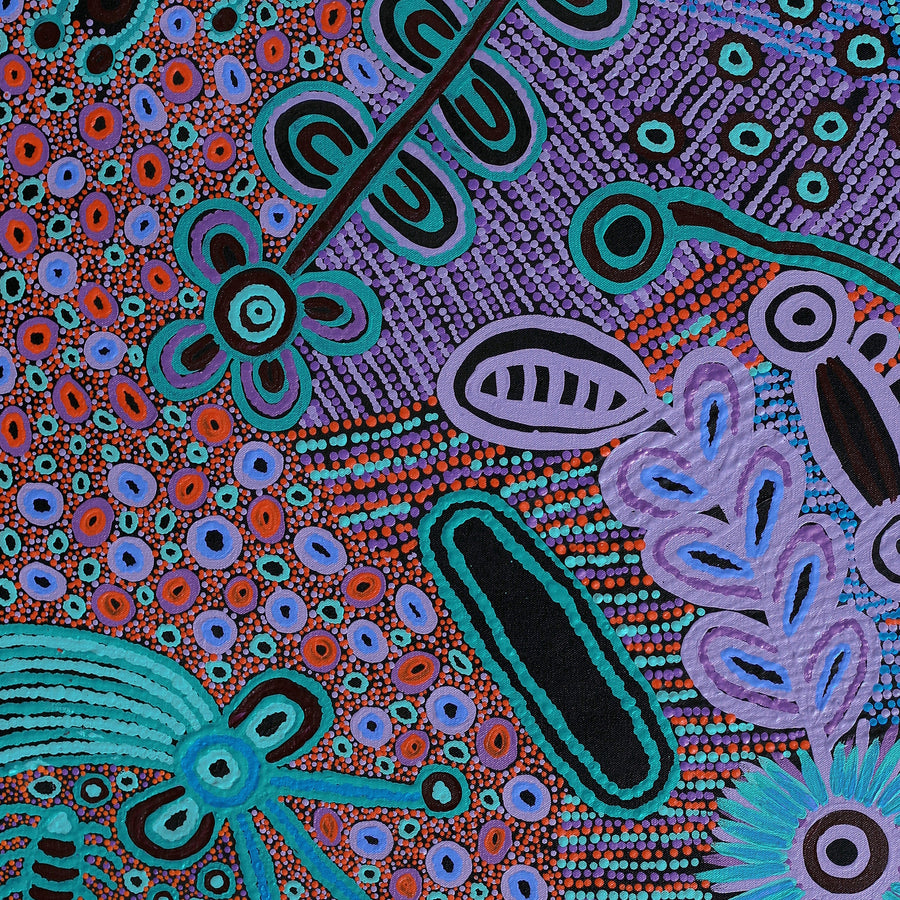 Aboriginal Artwork by Anyupa Nelson, Kungkarangkalpa (Seven Sisters Story), 76x76cm