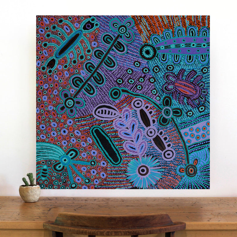 Aboriginal Artwork by Anyupa Nelson, Kungkarangkalpa (Seven Sisters Story), 76x76cm