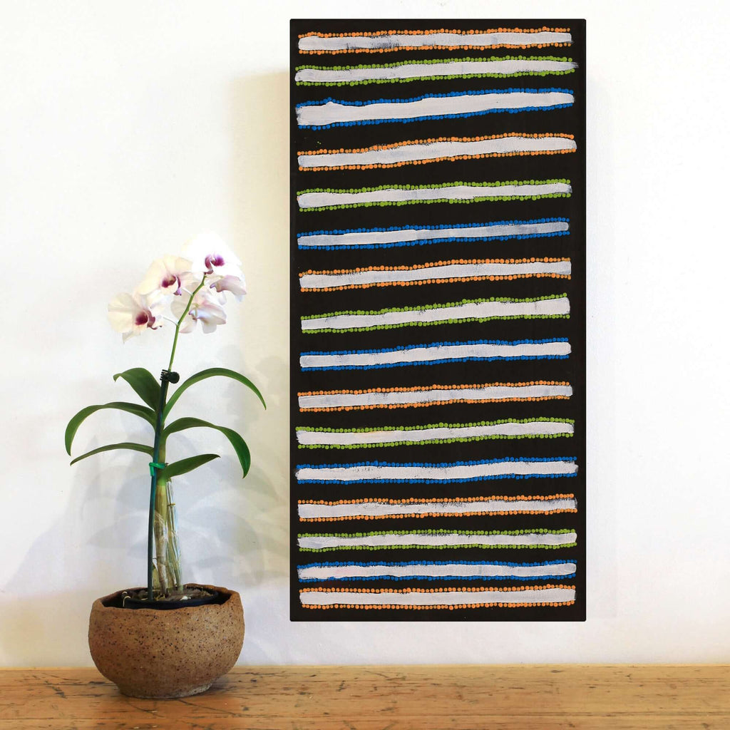 Aboriginal Artwork by Asandria Napanangka Martin , Mina Mina Jukurrpa - Ngalyipi, 61x30cm