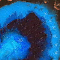 Aboriginal Artwork by Athena Nangala Granites, Napaljarri-warnu Jukurrpa (Seven Sisters Dreaming), 107x107cm