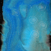 Aboriginal Artwork by Athena Nangala Granites, Napaljarri-warnu Jukurrpa (Seven Sisters Dreaming), 107x46cm