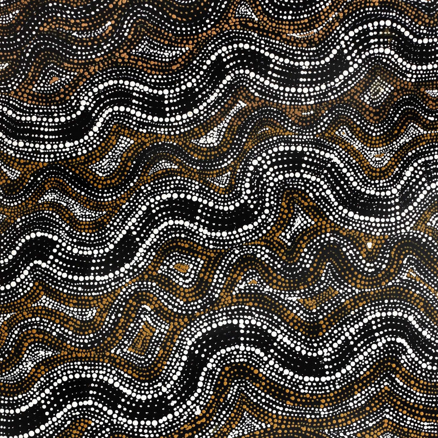 Aboriginal Artwork by Athena Nangala Granites, Ngapa Jukurrpa (Water Dreaming) - Puyurru, 107x46cm