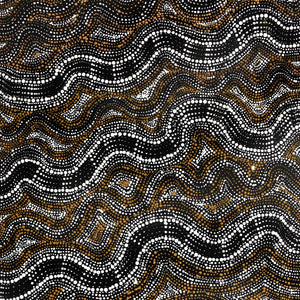 Aboriginal Art by Athena Nangala Granites, Ngapa Jukurrpa (Water Dreaming) - Puyurru, 107x46cm - ART ARK®