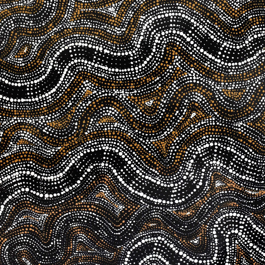 Aboriginal Artwork by Athena Nangala Granites, Ngapa Jukurrpa (Water Dreaming) - Puyurru, 107x46cm