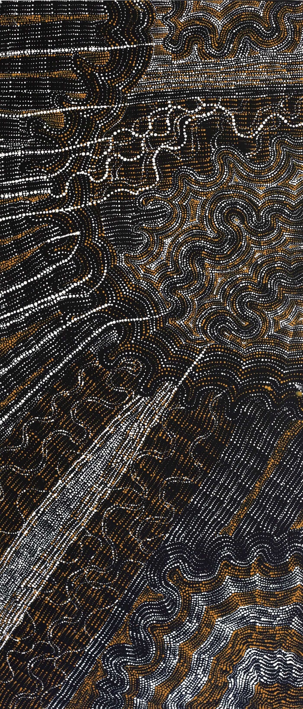 Aboriginal Artwork by Athena Nangala Granites, Ngapa Jukurrpa (Water Dreaming) - Puyurru, 107x46cm