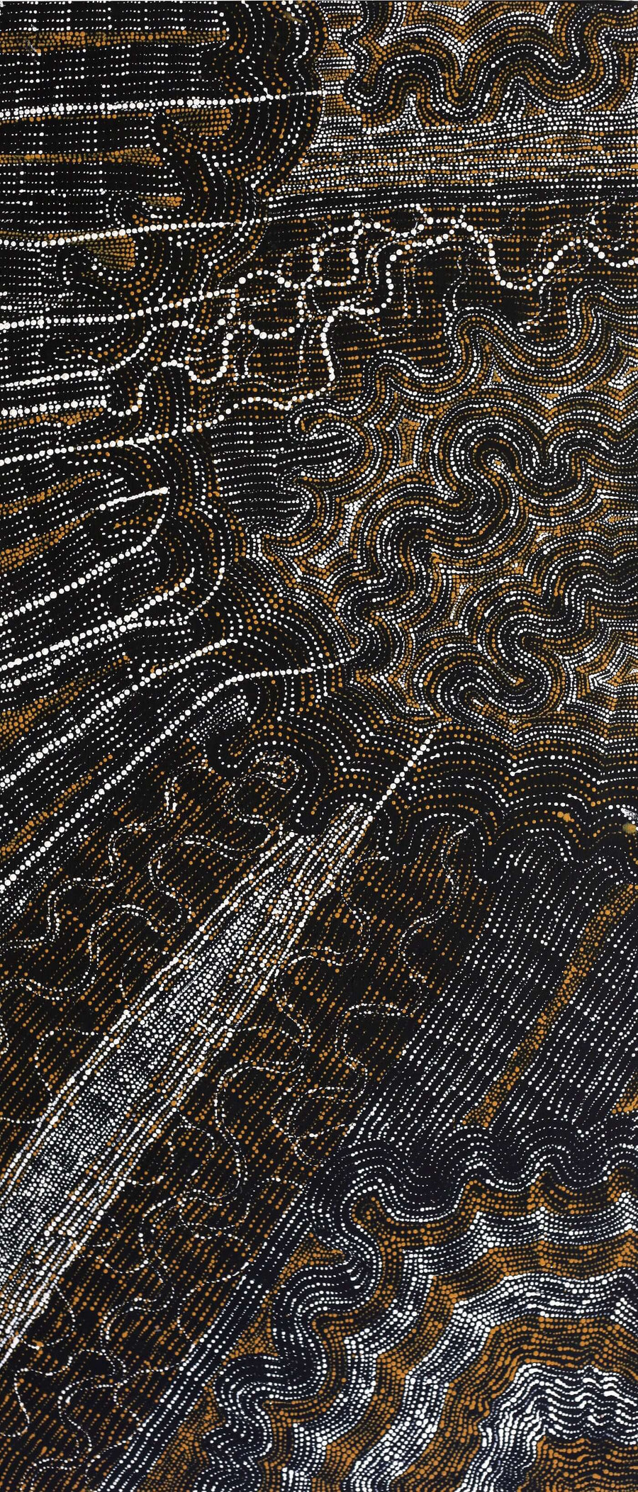 Aboriginal Artwork by Athena Nangala Granites, Ngapa Jukurrpa (Water Dreaming) - Puyurru, 107x46cm