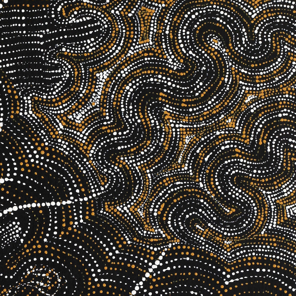Aboriginal Artwork by Athena Nangala Granites, Ngapa Jukurrpa (Water Dreaming)  -  Puyurru, 107x46cm - ART ARK®