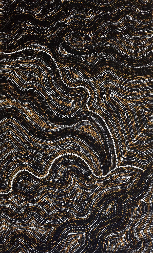 Aboriginal Artwork by Athena Nangala Granites, Ngapa Jukurrpa (Water Dreaming) - Puyurru, 76x46cm