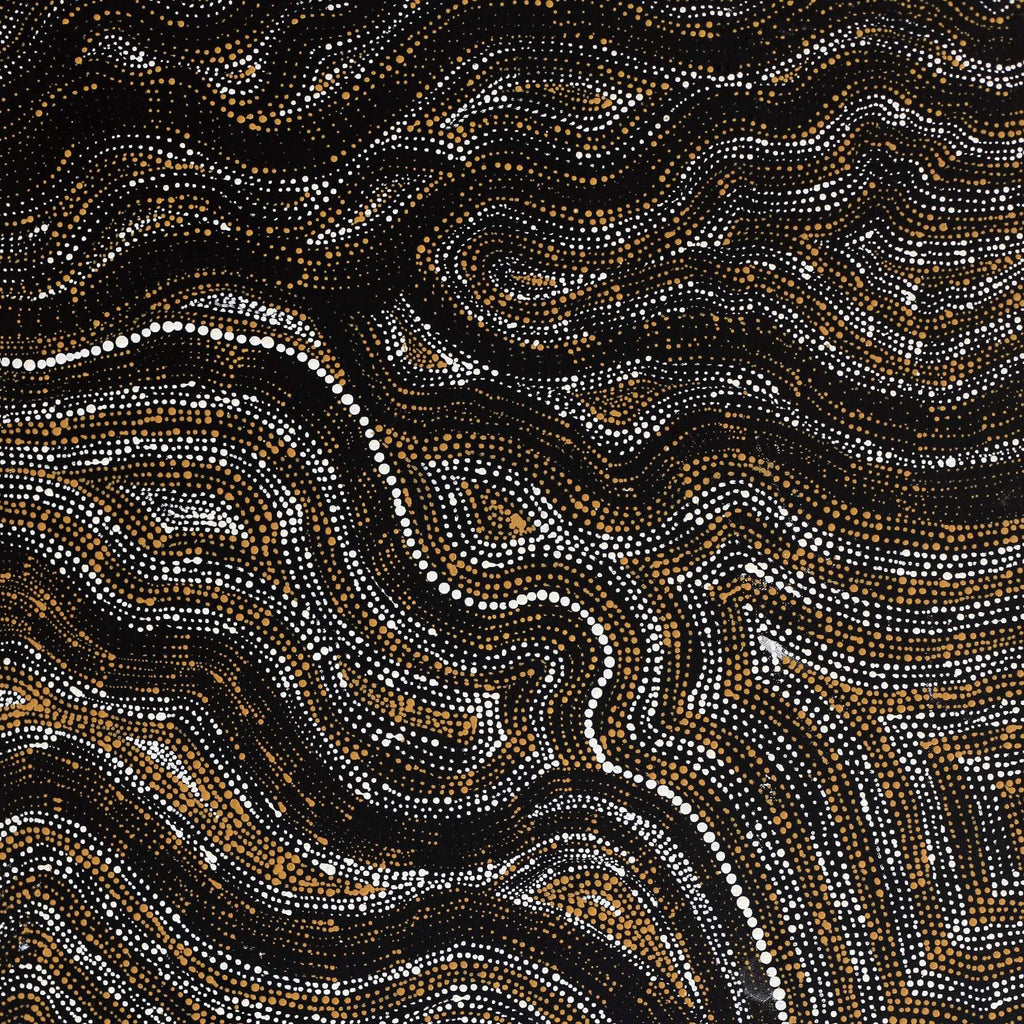 Aboriginal Artwork by Athena Nangala Granites, Ngapa Jukurrpa (Water Dreaming) - Puyurru, 76x46cm
