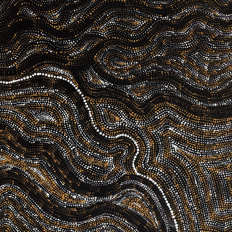 Aboriginal Artwork by Athena Nangala Granites, Ngapa Jukurrpa (Water Dreaming) - Puyurru, 76x46cm