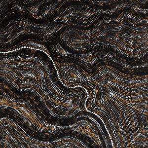Aboriginal Artwork by Athena Nangala Granites, Ngapa Jukurrpa (Water Dreaming) - Puyurru, 76x46cm - ART ARK®