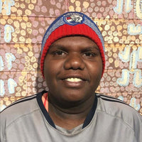 Aboriginal Artwork by Athena Nangala Granites, Napaljarri-warnu Jukurrpa (Seven Sisters Dreaming), 107x107cm