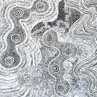 Aboriginal Artwork by Athena Nangala Granites, Ngapa Jukurrpa (Water Dreaming) - Puyurru, 91x61cm