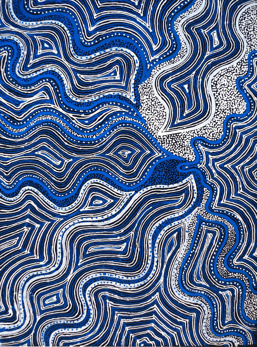 Aboriginal Artwork by Athena Nangala Granites, Ngapa Jukurrpa (Water Dreaming) - Puyurru, 61x46cm