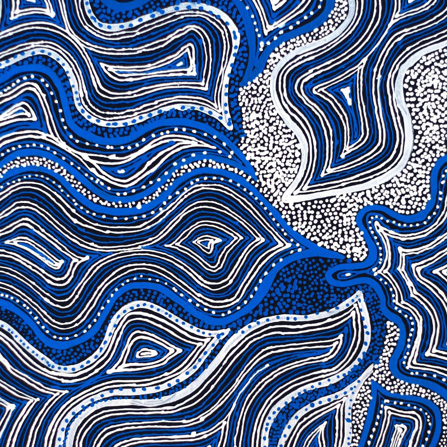 Aboriginal Artwork by Athena Nangala Granites, Ngapa Jukurrpa (Water Dreaming) - Puyurru, 61x46cm