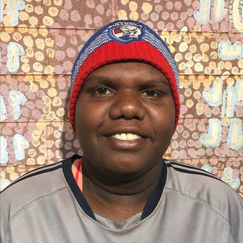 Aboriginal Artwork by Athena Nangala Granites, Ngapa Jukurrpa (Water Dreaming) - Puyurru, 76x46cm
