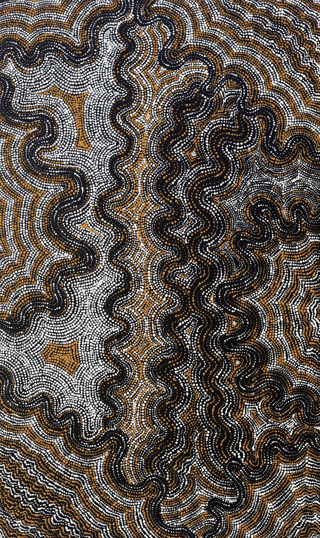 Aboriginal Artwork by Athena Nangala Granites, Ngapa Jukurrpa (Water Dreaming) - Puyurru, 76x46cm