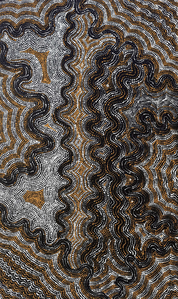 Aboriginal Art by Athena Nangala Granites, Ngapa Jukurrpa (Water Dreaming) - Puyurru, 76x46cm - ART ARK®