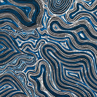 Aboriginal Artwork by Athena Nangala Granites, Ngapa Jukurrpa (Water Dreaming) - Puyurru, 76x76cm