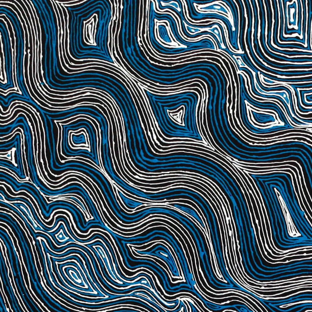 Aboriginal Artwork by Athena Nangala Granites, Ngapa Jukurrpa (Water Dreaming) - Puyurru, 76x76cm