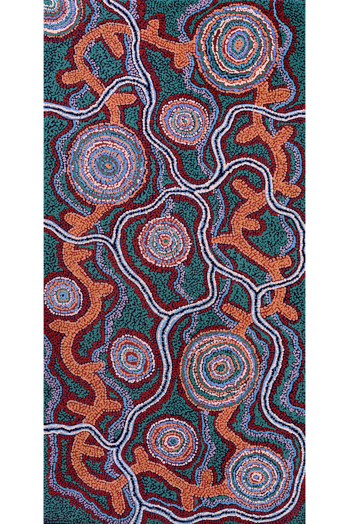 Aboriginal Artwork by Audrey Brumby, Ngura Nganampa, 120x60cm
