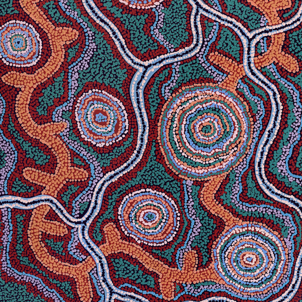 Aboriginal Artwork by Audrey Brumby, Ngura Nganampa, 120x60cm