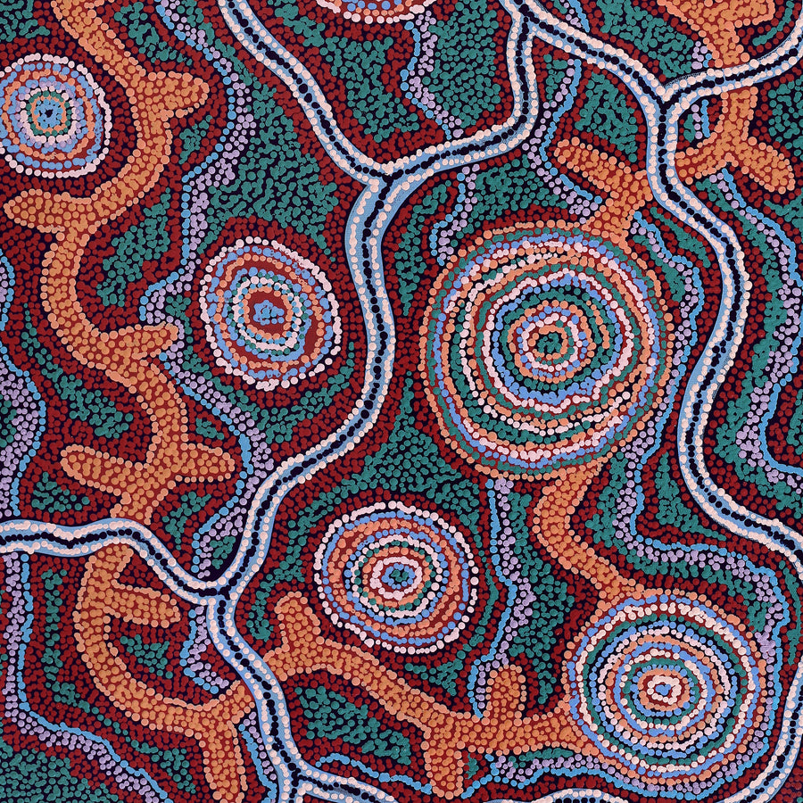 Aboriginal Artwork by Audrey Brumby, Ngura Nganampa, 120x60cm