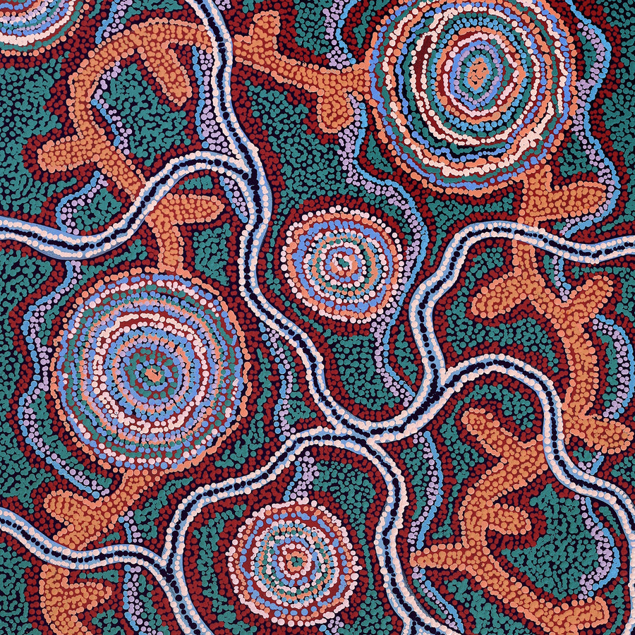 Aboriginal Artwork by Audrey Brumby, Ngura Nganampa, 120x60cm