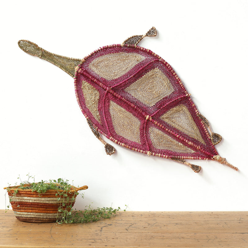 Aboriginal Artwork by Audrey Marrday, Nyangura (Long necked turtle) Weaving, 125x66cm