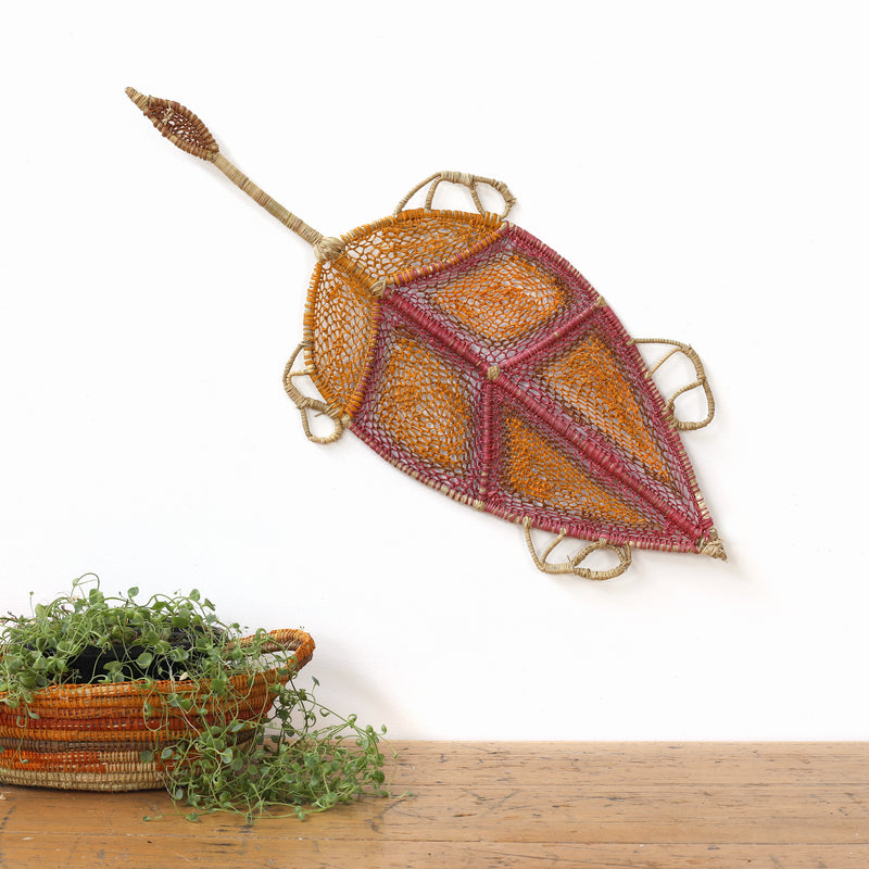 Aboriginal Artwork by Audrey Marrday, Nyangura (Long necked turtle) Weaving, 79x33cm