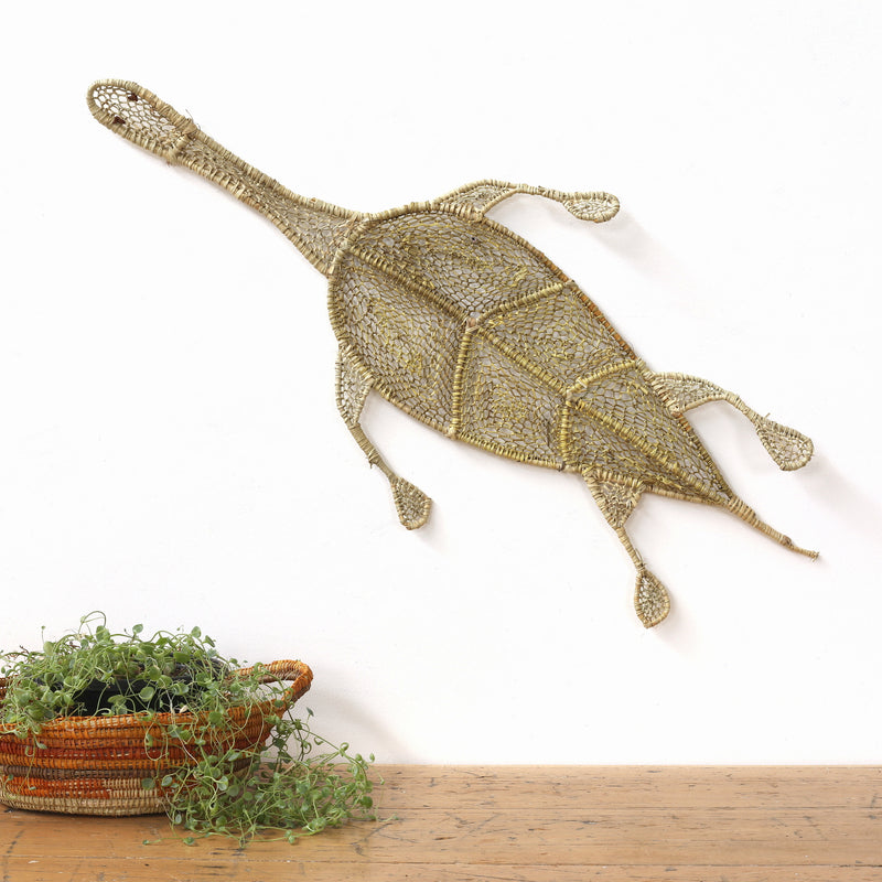 Aboriginal Artwork by Audrey Marrday, Nyangura (Long necked turtle) Weaving, 96x43cm