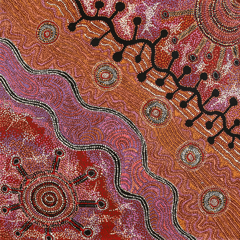 Aboriginal Artwork by Audrey Brumby, Ngura Tjuta Munu Tjukula Tjuta, 100x100cm