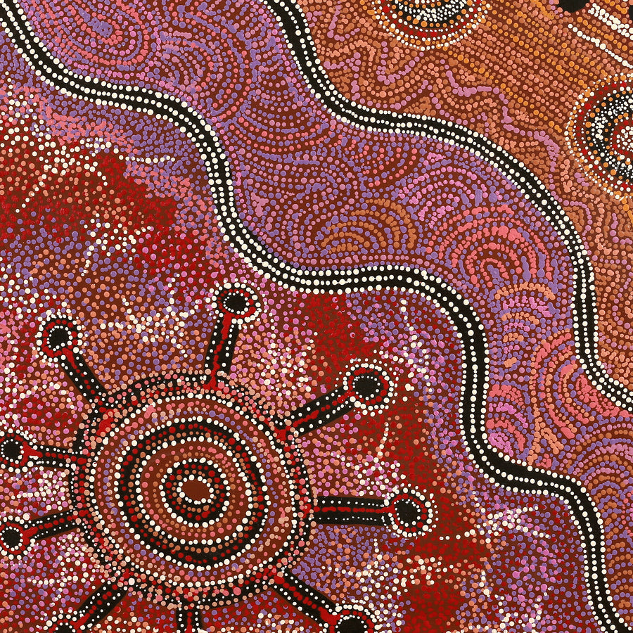 Aboriginal Artwork by Audrey Brumby, Ngura Tjuta Munu Tjukula Tjuta, 100x100cm
