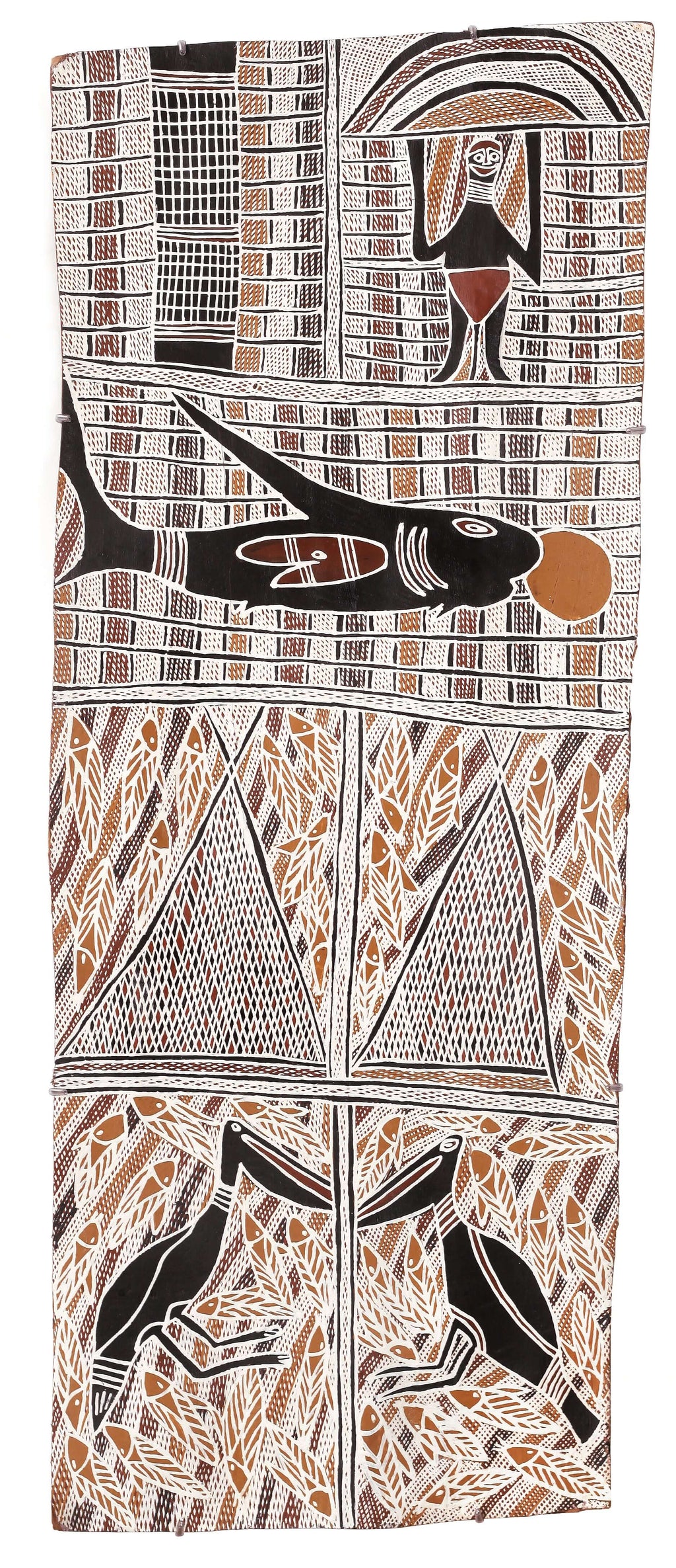 Aboriginal Artwork by Beyamarr #1 Munuŋgurr, Ganybu, 111x45cm Bark