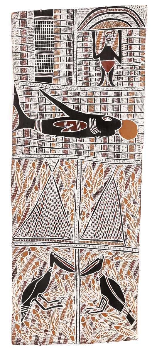 Aboriginal Art by Beyamarr #1 Munuŋgurr, Ganybu, 111x45cm Bark - ART ARK®