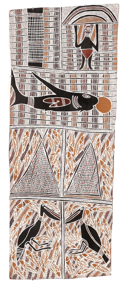 Aboriginal Artwork by Beyamarr #1 Munuŋgurr, Ganybu, 111x45cm Bark