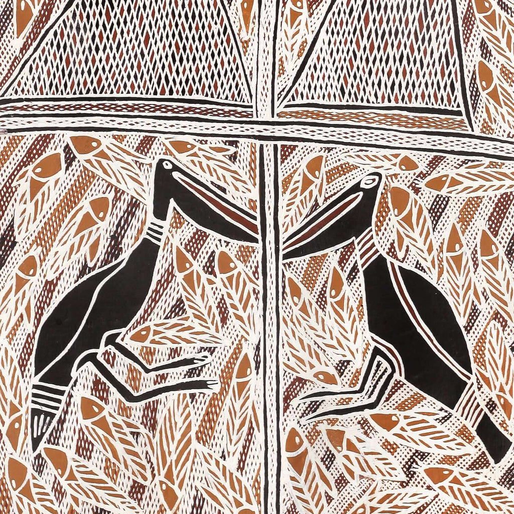 Aboriginal Artwork by Beyamarr #1 Munuŋgurr, Ganybu, 111x45cm Bark