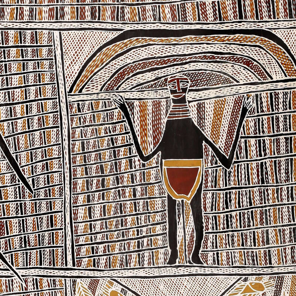 Aboriginal Artwork by Beyamarr #1 Munuŋgurr, Djapu Design, 111x70cm Bark