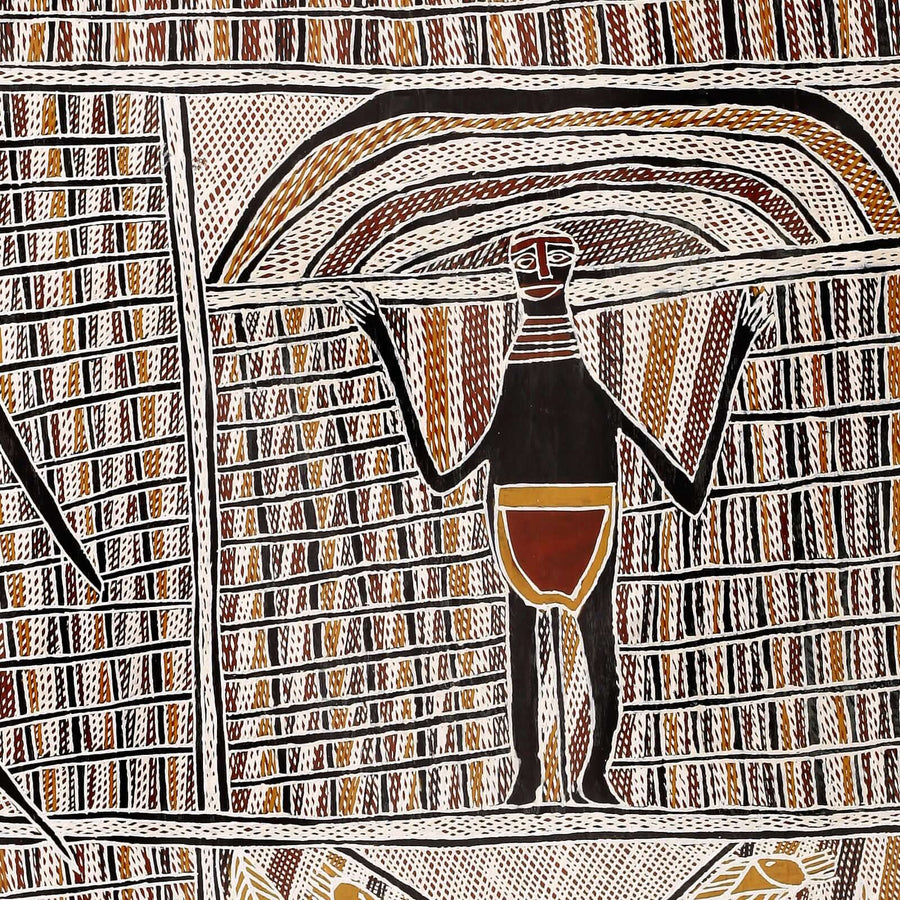 Aboriginal Artwork by Beyamarr #1 Munuŋgurr, Djapu Design, 111x70cm Bark