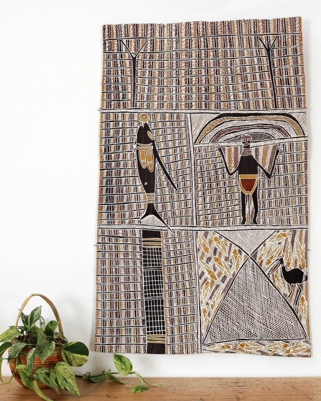 Aboriginal Artwork by Beyamarr #1 Munuŋgurr, Djapu Design, 111x70cm Bark