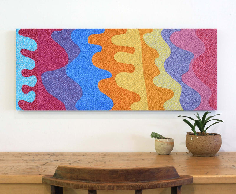 Aboriginal Artwork by Benisa Marks, Tali at Kalipinpa, 100x40cm