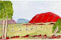 Aboriginal Artwork by Benita Clements, MacDonnell Ranges, 36x23.5cm
