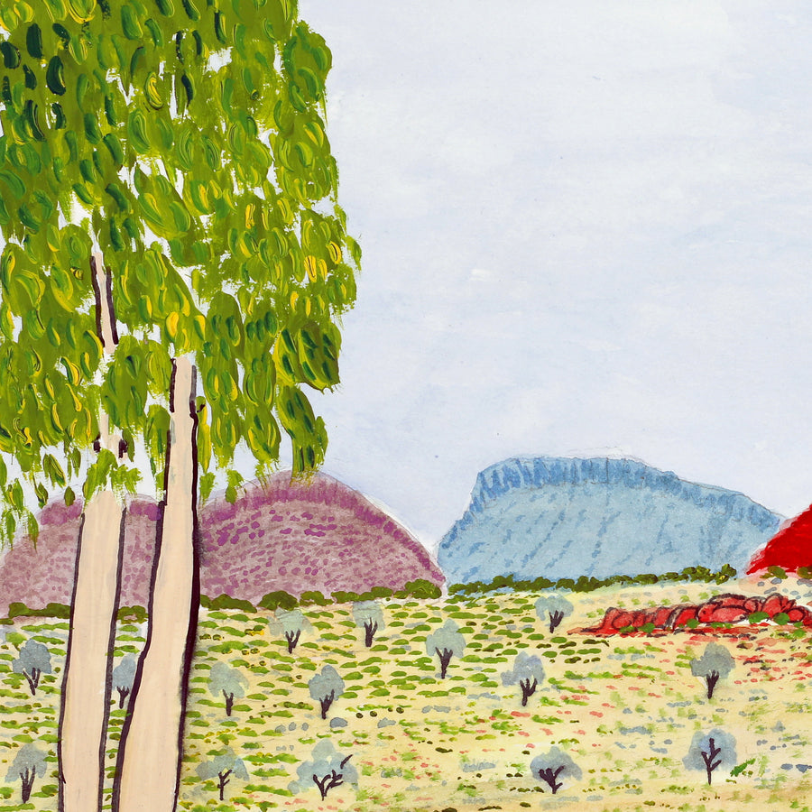 Aboriginal Artwork by Benita Clements, MacDonnell Ranges, 36x23.5cm