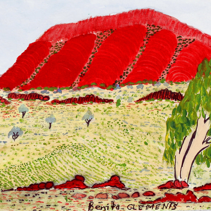Aboriginal Artwork by Benita Clements, MacDonnell Ranges, 36x23.5cm