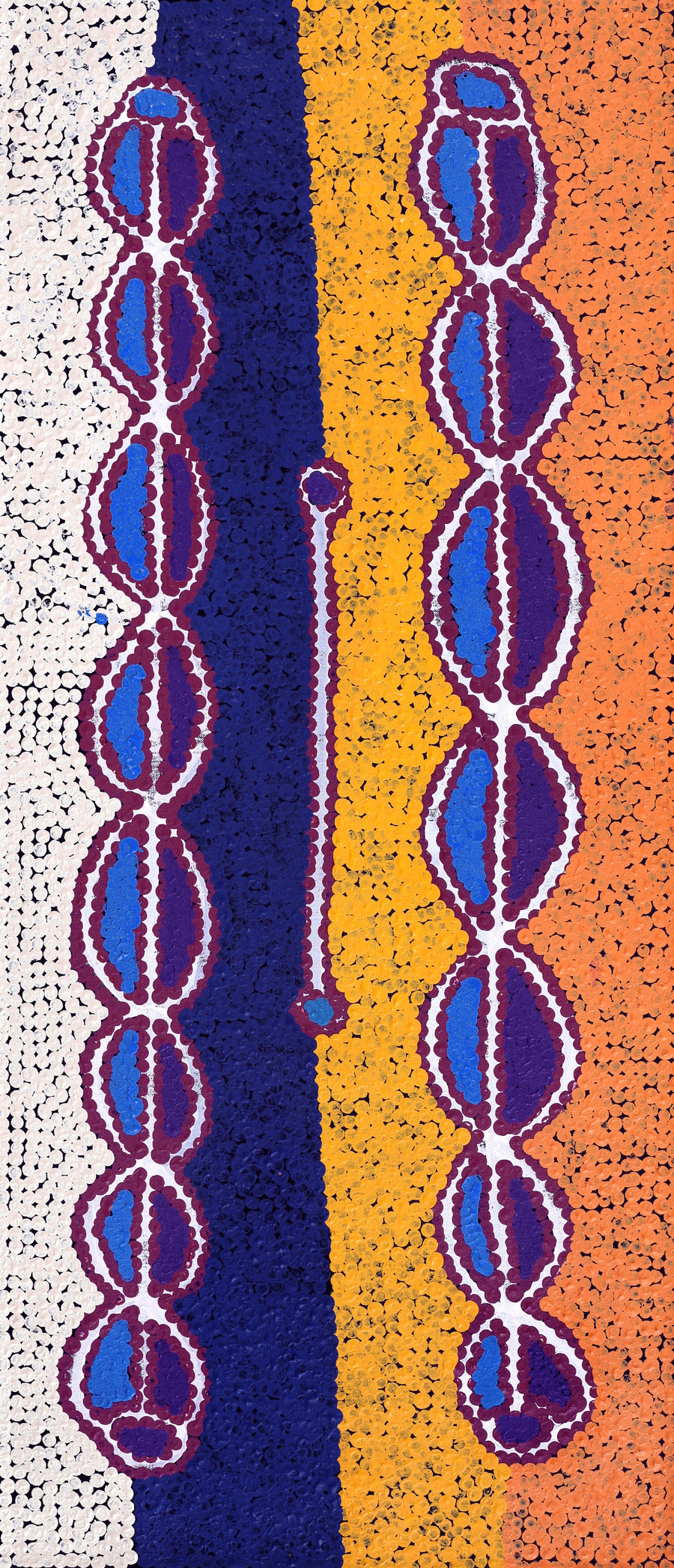 Aboriginal Artwork by Bernard Japanangka Watson, Pamapardu Jukurrpa - Warntungurru, 107x46cm