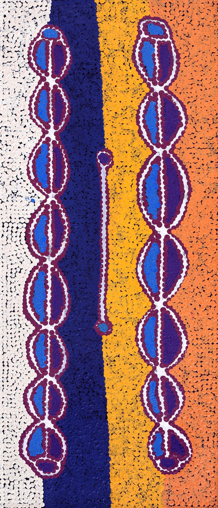 Aboriginal Artwork by Bernard Japanangka Watson, Pamapardu Jukurrpa - Warntungurru, 107x46cm - ART ARK®