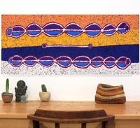 Aboriginal Artwork by Bernard Japanangka Watson, Pamapardu Jukurrpa - Warntungurru, 107x46cm