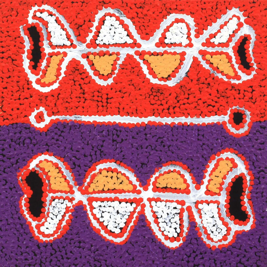 Aboriginal Art by Bernard Japanangka Watson, Pamapardu Jukurrpa  - Warntungurru, 30x30cm - ART ARK®